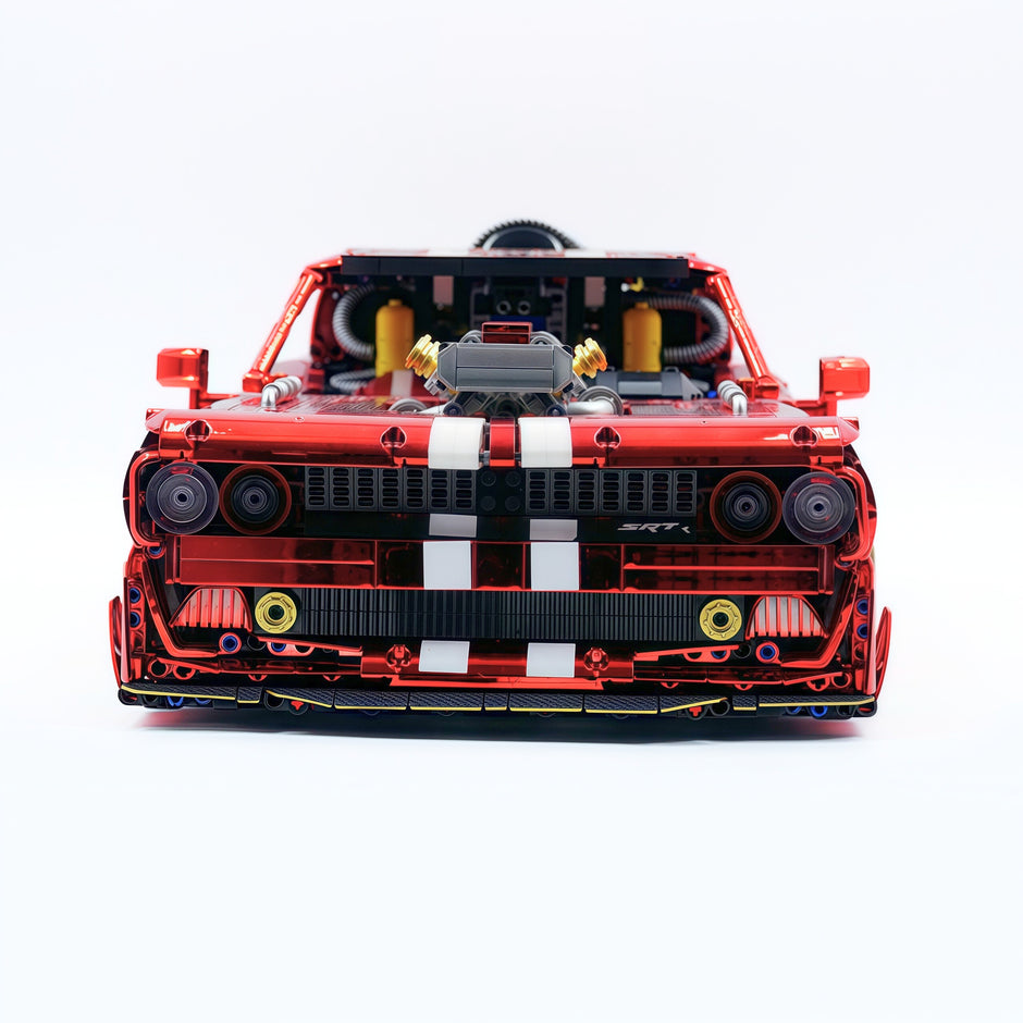 GULY-10637 1:8 Sports Car Dodge Challenger Custom Red Building Block Set 3751pcs Adult Collector Collectible Model Kit