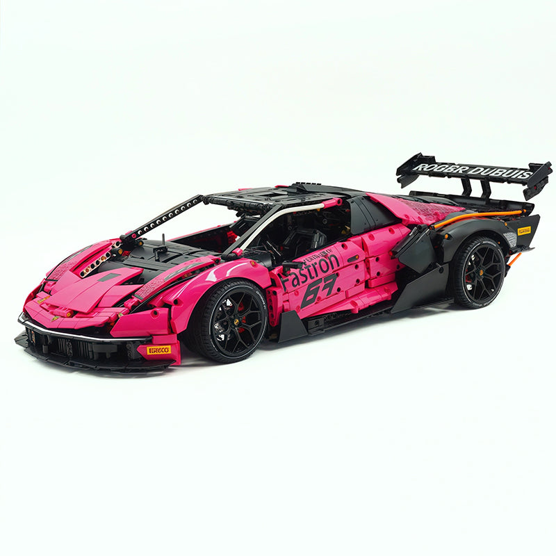 TGL-SCV12 1:8 Sports Car Lamborghini Custom Pink Building Block Set 4100pcs Adult Collector Collectible Model Kit