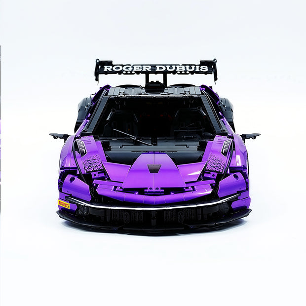 TGL-SCV12 1:8 Sports Car Lamborghini Custom Purple Building Block Set 4100pcs Adult Collector Collectible Model Kit