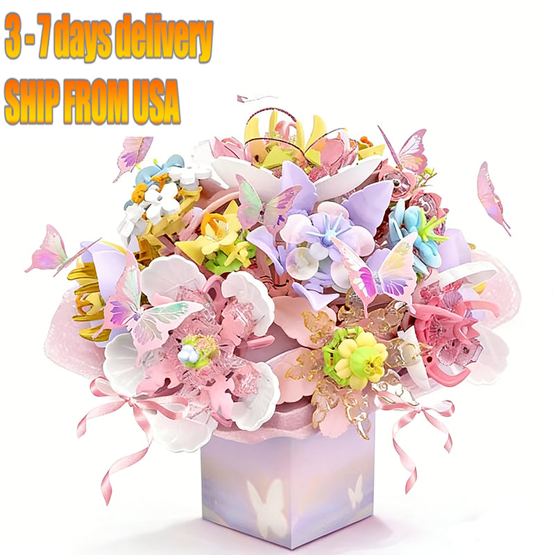 Flower Island Butterfly Bouquet Building Blocks Collectible Display-worthy
