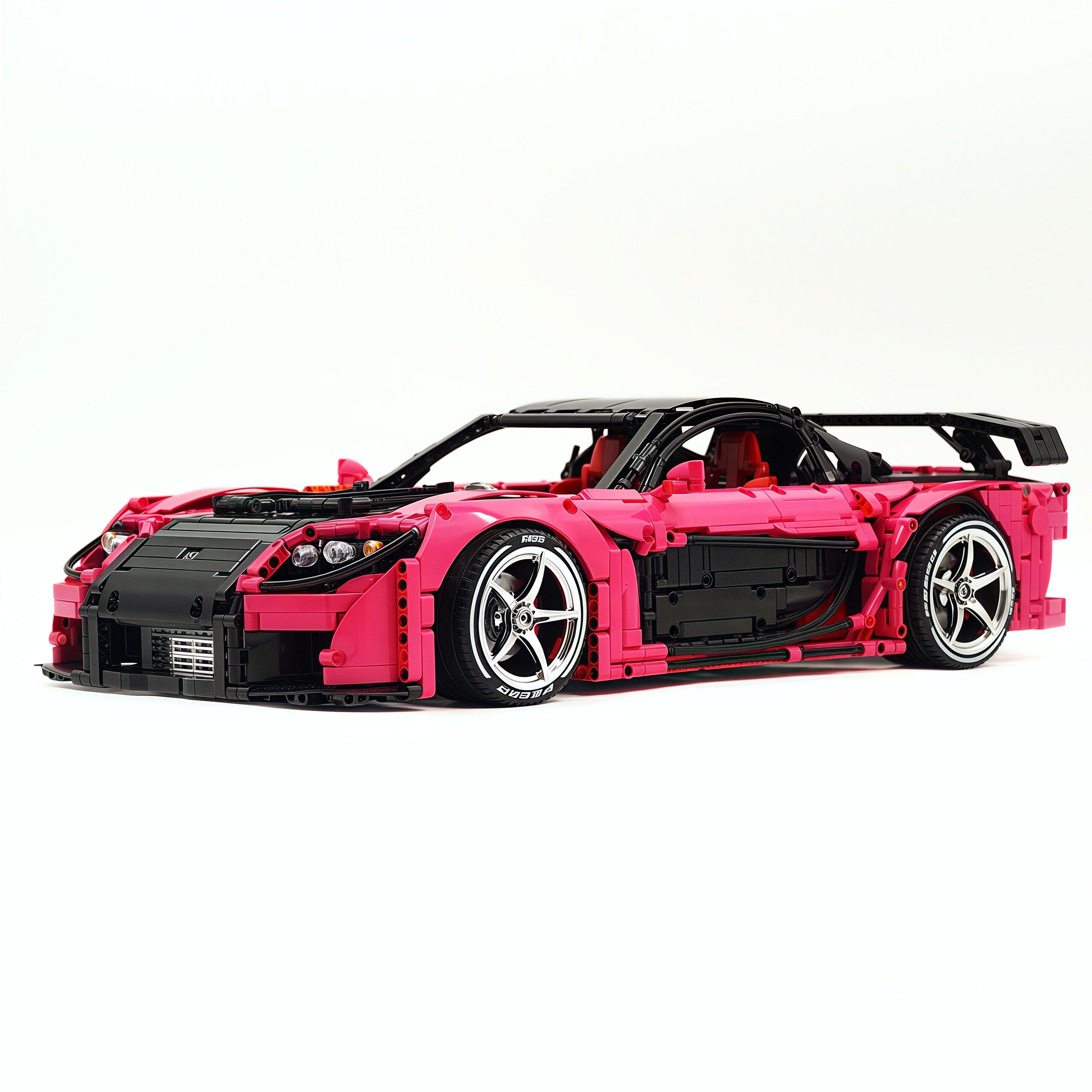 CADA-C61502 1:8 Sports Car Mazda RX-7 Custom pink Building Block Set 3304pcs Adult Collector Collectible Model Kit