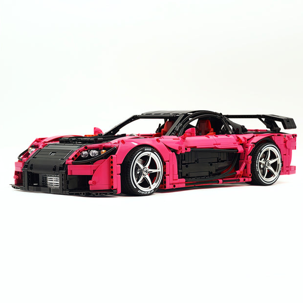 CADA-C61502 1:8 Sports Car Mazda RX-7 Custom pink Building Block Set 3304pcs Adult Collector Collectible Model Kit