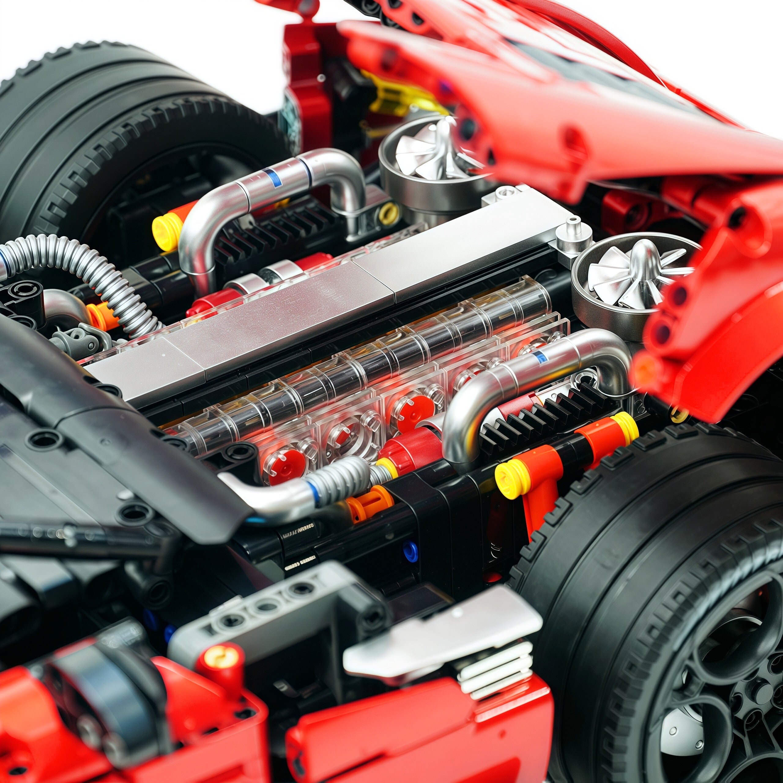 GULY-10647 1:8 Sports Car Aston Martin Vulcan Chrome Version Custom Red Building Block Set 3794pcs Adult Collector Collectible Model Kit
