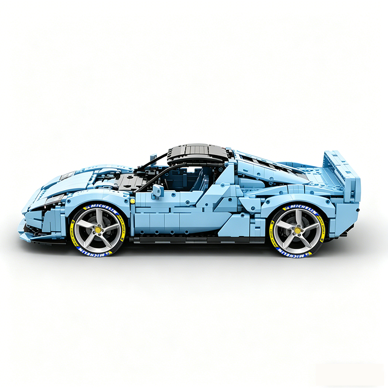MOC-261024 1:8 Sports Car Ferrarl SC40 Building Block Set 2898pcs Collectible Model Kit with Custom Wheels