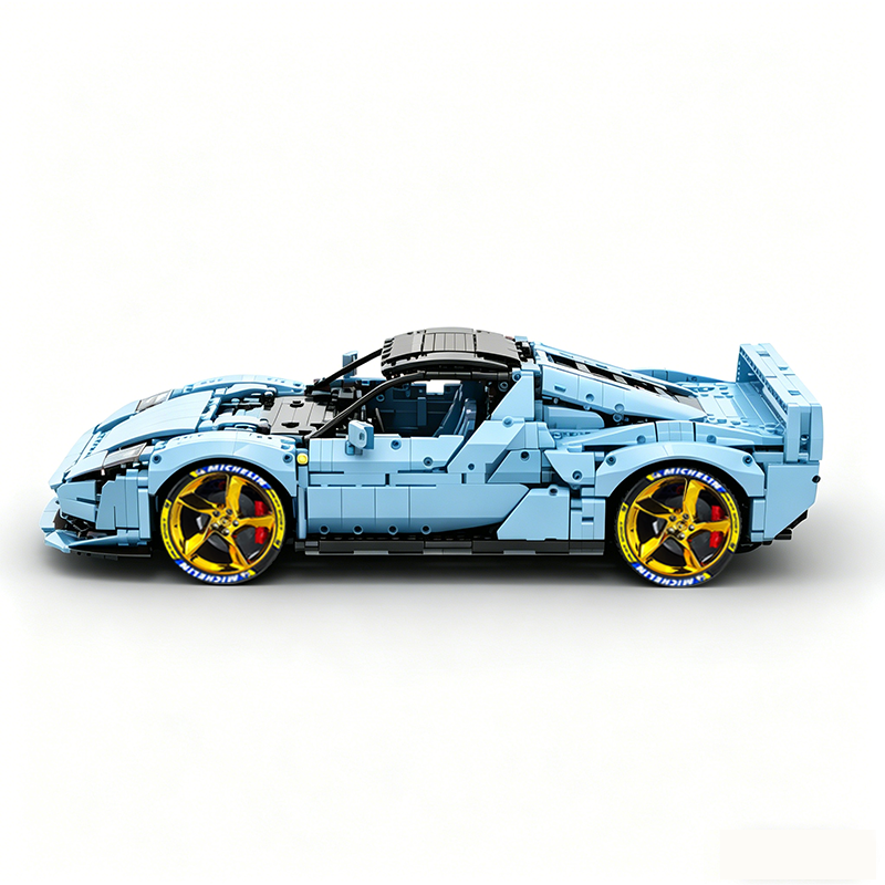 MOC-261024 1:8 Sports Car Ferrarl SC40 Building Block Set 2898pcs Collectible Model Kit with Custom Wheels
