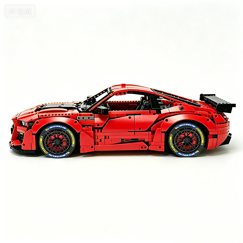 MOC-165802 1:8 Sports Car Ford Mustang Shelby GT500 Concept Building Block Set 3152pcs Collectible Model Kit with Custom Wheels
