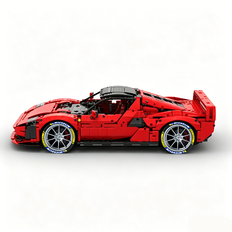 MOC-261024 1:8 Sports Car Ferrarl SC40 Building Block Set 2898pcs Collectible Model Kit with Custom Wheels