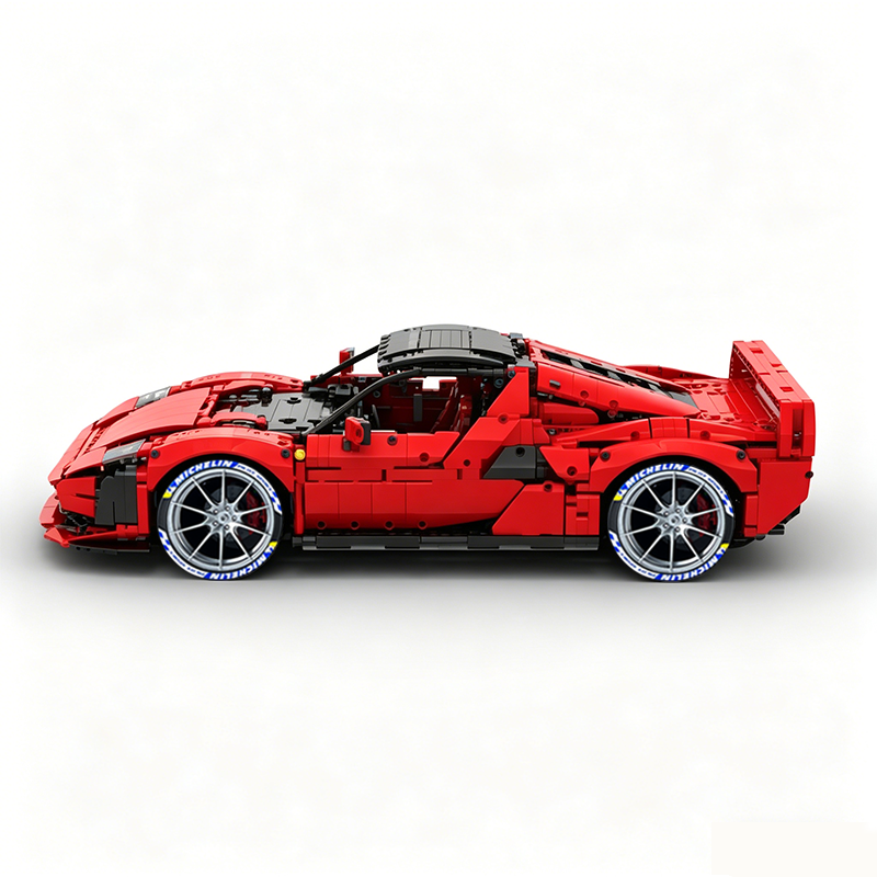 MOC-261024 1:8 Sports Car Ferrarl SC40 Building Block Set 2898pcs Collectible Model Kit with Custom Wheels