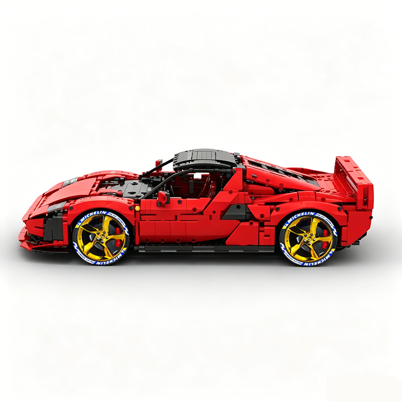 MOC-261024 1:8 Sports Car Ferrarl SC40 Building Block Set 2898pcs Collectible Model Kit with Custom Wheels