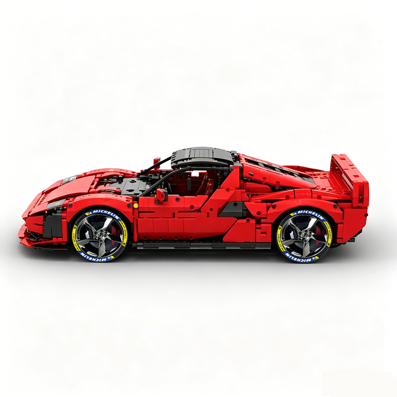 MOC-261024 1:8 Sports Car Ferrarl SC40 Building Block Set 2898pcs Collectible Model Kit with Custom Wheels