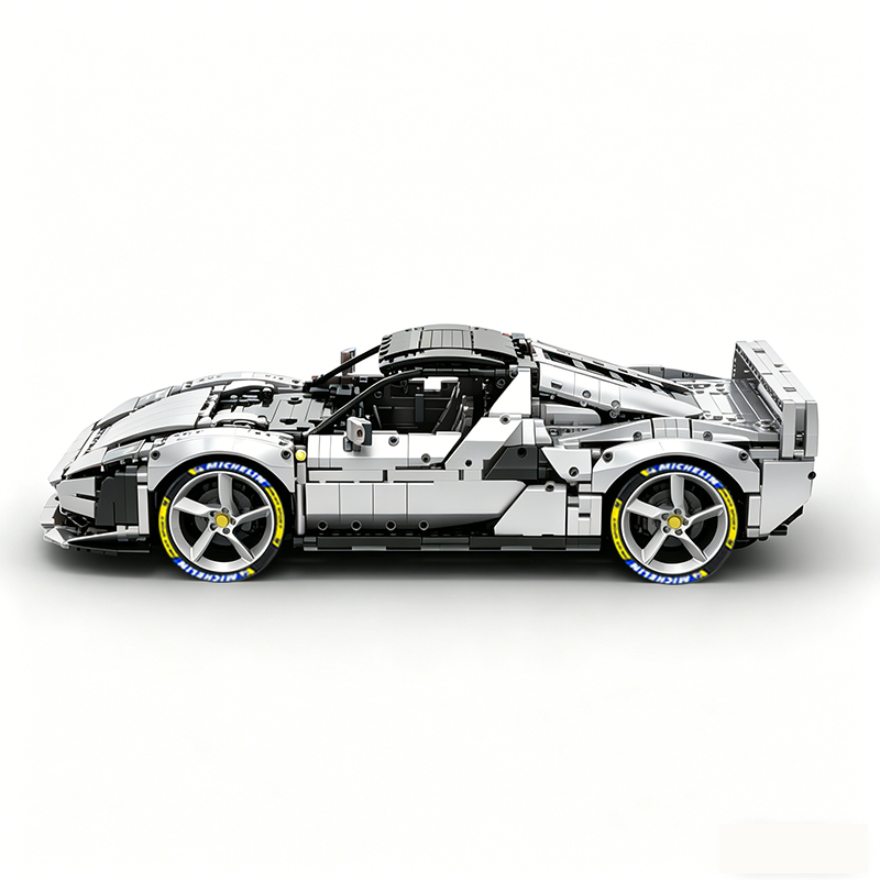 MOC-261024 1:8 Sports Car Ferrarl SC40 Building Block Set 2898pcs Collectible Model Kit with Custom Wheels