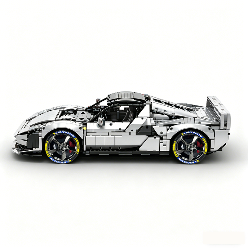 MOC-261024 1:8 Sports Car Ferrarl SC40 Building Block Set 2898pcs Collectible Model Kit with Custom Wheels
