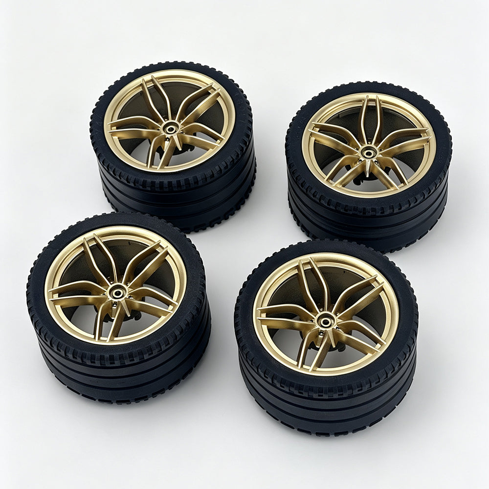 MOC Building Block Wheel Rims 6.5cm Outer Diameter 4.4cm Width, 1:8 Scale Technic Car Replacement Parts Compatible with 42115 42083, 6 Colors Available, Optional Rims Only / Rims with Tires