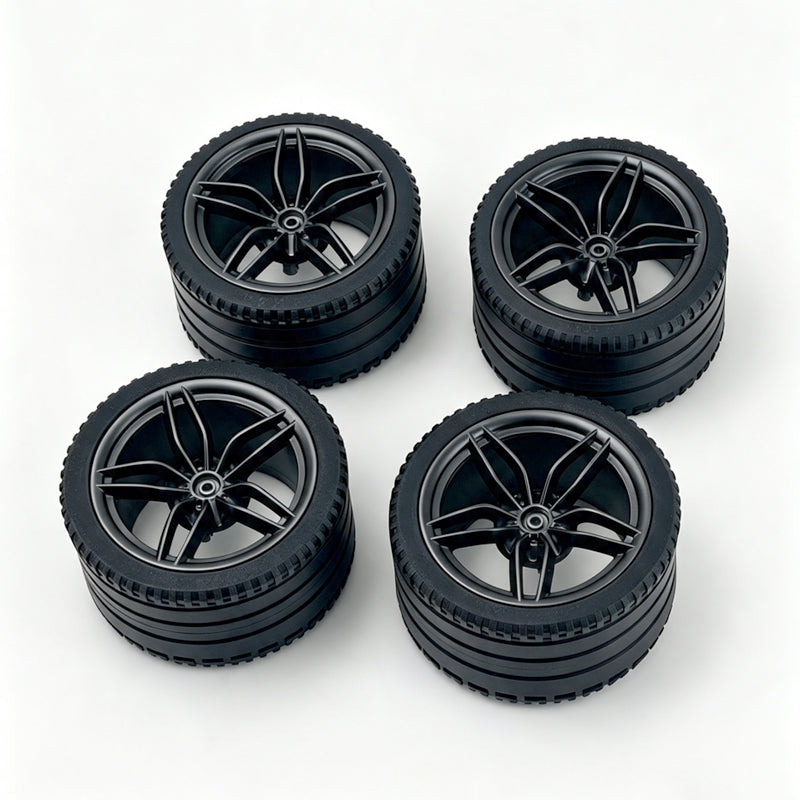 MOC Building Block Wheel Rims 6.5cm Outer Diameter 4.4cm Width, 1:8 Scale Technic Car Replacement Parts Compatible with 42115 42083, 6 Colors Available, Optional Rims Only / Rims with Tires