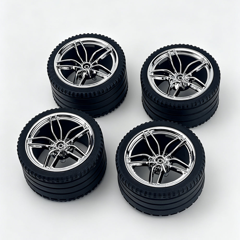 MOC Building Block Wheel Rims 6.5cm Outer Diameter 4.4cm Width, 1:8 Scale Technic Car Replacement Parts Compatible with 42115 42083, 6 Colors Available, Optional Rims Only / Rims with Tires