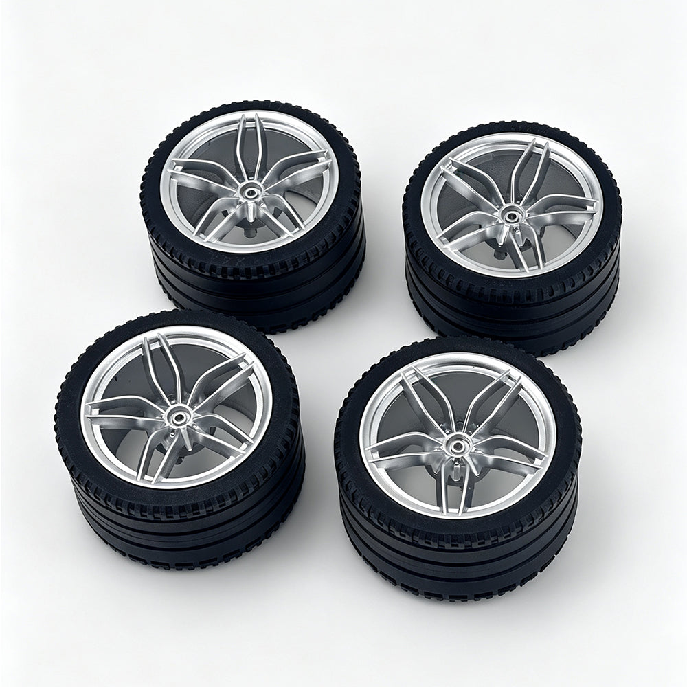 MOC Building Block Wheel Rims 6.5cm Outer Diameter 4.4cm Width, 1:8 Scale Technic Car Replacement Parts Compatible with 42115 42083, 6 Colors Available, Optional Rims Only / Rims with Tires