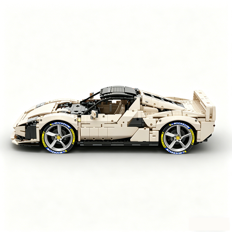 MOC-261024 1:8 Sports Car Ferrarl SC40 Building Block Set 2898pcs Collectible Model Kit with Custom Wheels
