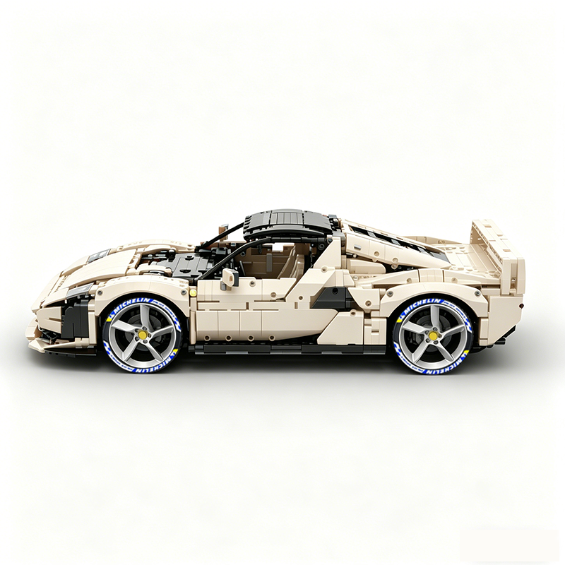 MOC-261024 1:8 Sports Car Ferrarl SC40 Building Block Set 2898pcs Collectible Model Kit with Custom Wheels