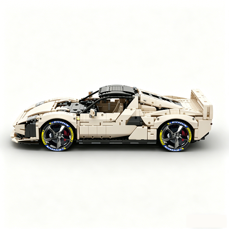 MOC-261024 1:8 Sports Car Ferrarl SC40 Building Block Set 2898pcs Collectible Model Kit with Custom Wheels