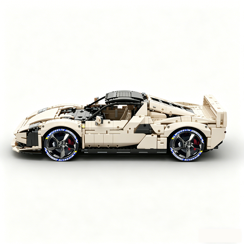 MOC-261024 1:8 Sports Car Ferrarl SC40 Building Block Set 2898pcs Collectible Model Kit with Custom Wheels