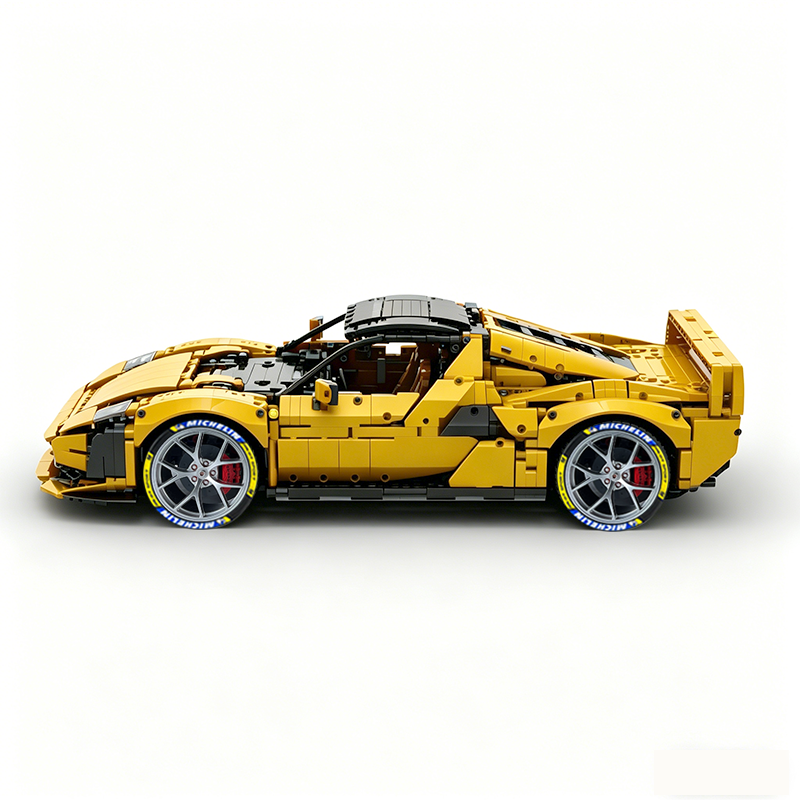 MOC-261024 1:8 Sports Car Ferrarl SC40 Building Block Set 2898pcs Collectible Model Kit with Custom Wheels