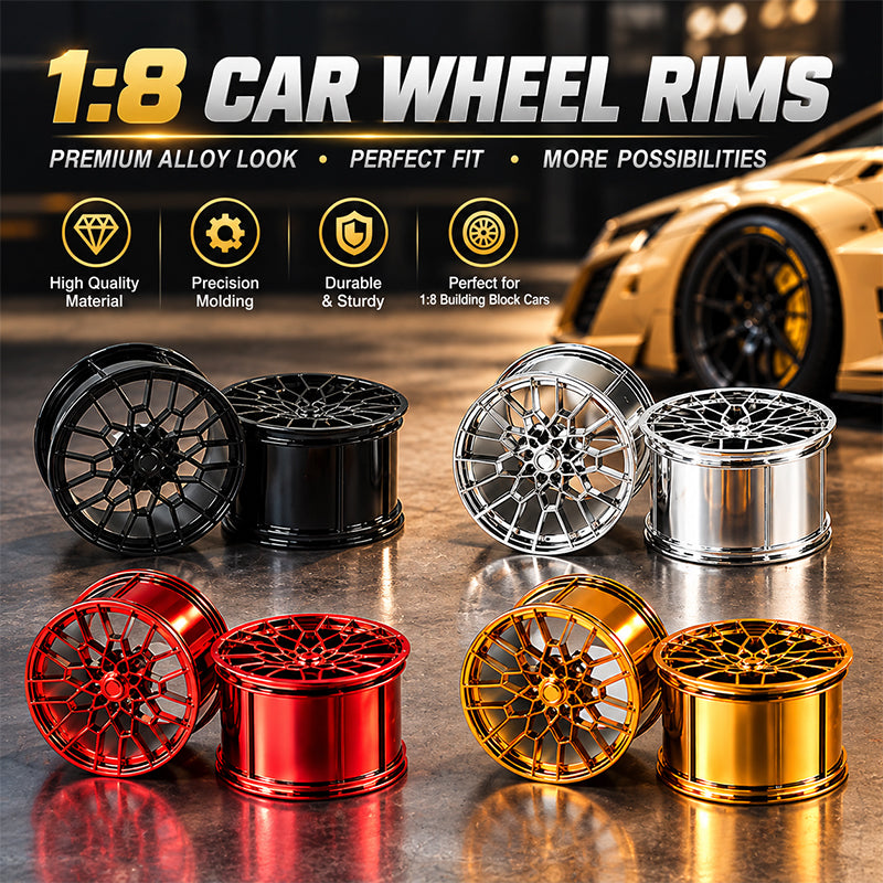 GULY 1# Wheel Rims, 1:8 Scale Building Block Rims, Compatible with Technic 42115 42083 Car Model, MOC Replacement Parts, 5 Colors Available, Rims Only or Rims with Tires Option