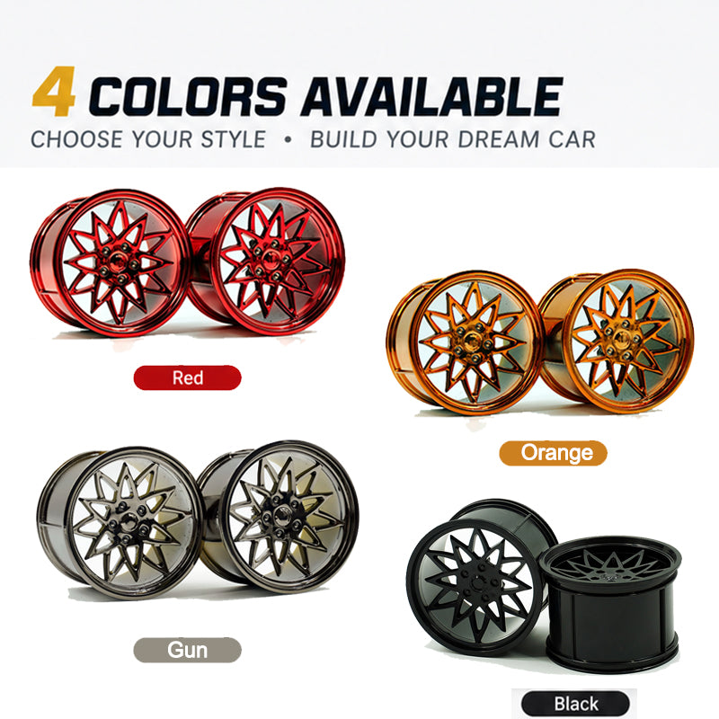 GULY 2# Wheel Rims, 6.6cm OD 4.4cm Width, 1:8 Scale Building Block Rims, Compatible with Technic 42115 42083 Car Model, MOC Replacement Parts, 5 Colors Available, Rims Only or Rims with Tires Option