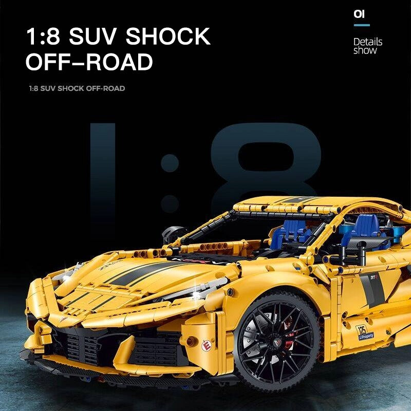 GULY-10622 1:8 Sports Car Corvette Supercar Building Block Set 3788pcs Adult Collector Collectible Model Kit