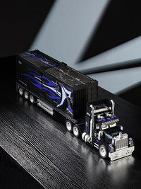 Retro American Semi Truck: Heavy-Duty Cab Building Set 1531pcs