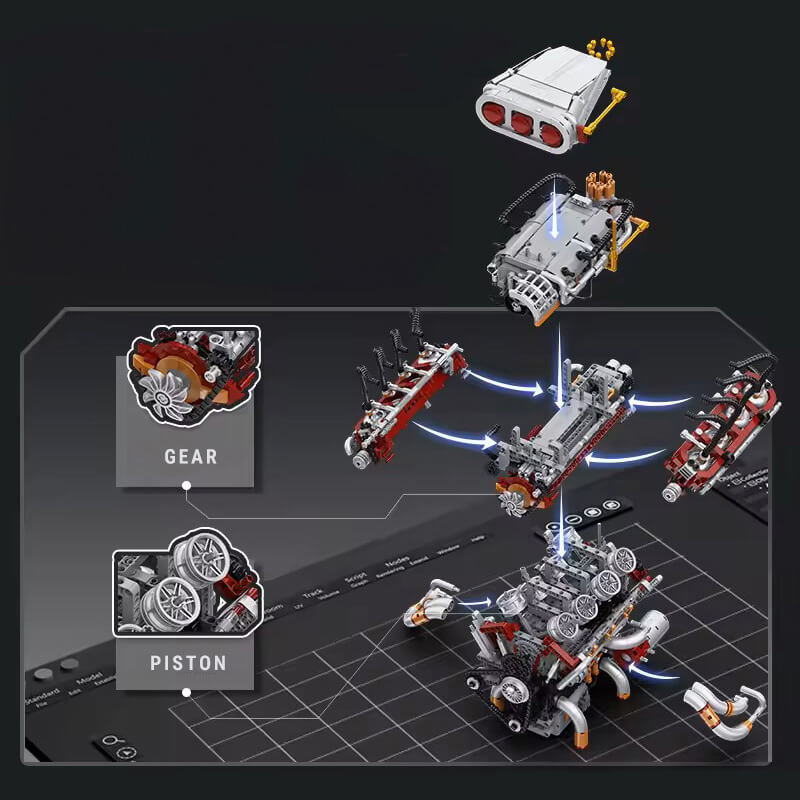 Supercharged V8 American Engine 2346pcs