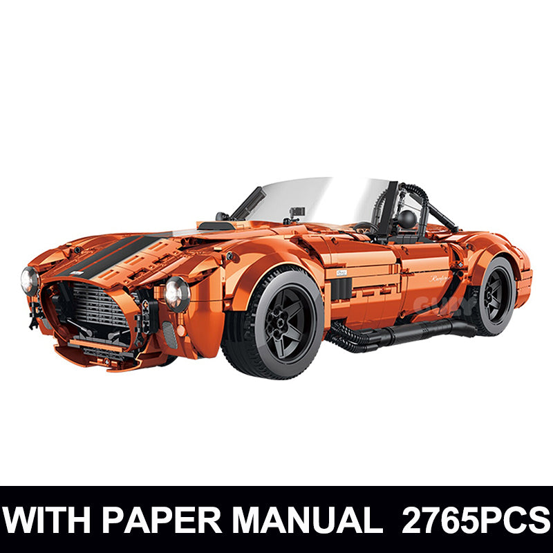GULY 10664 1:8 RC Vintage Roadster Building Blocks, 2765 PCS Motorized Classic Sports Car Model with LED Lights & Paper Manual