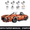 GULY 10664 1:8 RC Vintage Roadster Building Blocks, 2765 PCS Motorized Classic Sports Car Model with LED Lights & Paper Manual