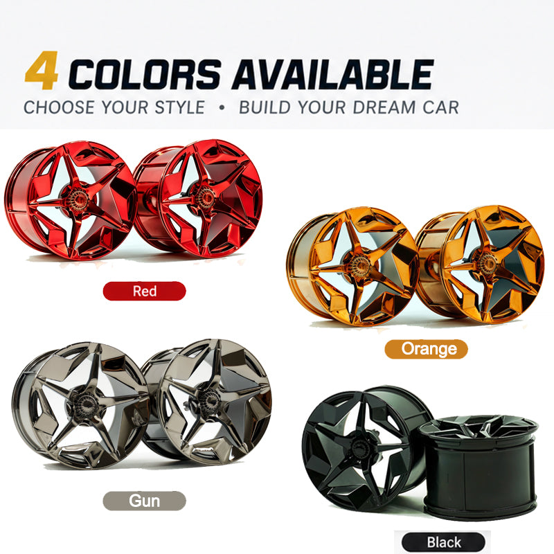 GULY 3# Wheel Rims, 6.6cm OD 4.4cm Width, 1:8 Scale Building Block Rims, Compatible with Technic 42115 42083 Car Model, MOC Replacement Parts, 5 Colors Available, Rims Only or Rims with Tires Option